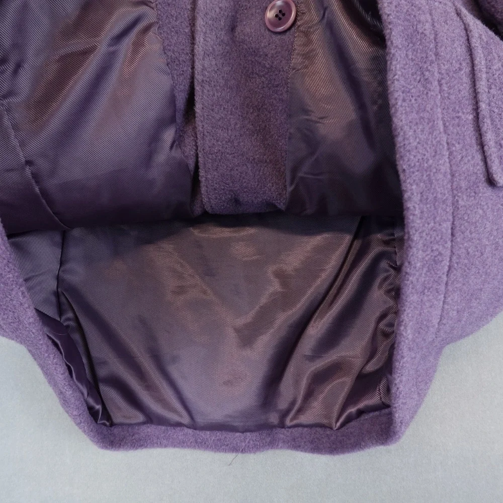 LL Bean Jacket Wool Blend Winter Coat Purple Womens Size Medium Lined Vintage - Picture 6 of 8